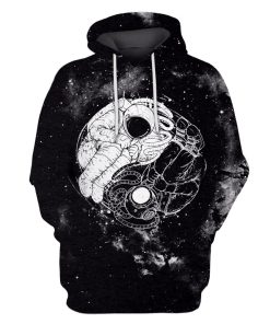 Astronaut Shaping into Yin and Yang OuterSpace Custom T-shirt - Hoodies Apparel GH110274 3D Custom Fleece Hoodies Hoodie S 