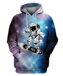 Astronaut Surfing OuterSpace Custom T-shirt - Hoodies Apparel GH110379 3D Custom Fleece Hoodies Hoodie S 