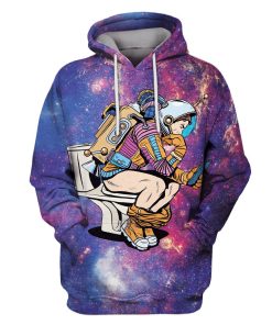 Astronaut thinker on the toilet reading a smartphone Custom T-shirt - Hoodies Apparel HD-GH110476 3D Custom Fleece Hoodies Hoodie S 