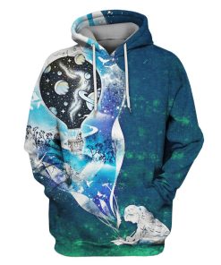 Astronaut Travelling By Hot Air Balloon OuterSpace Custom T-shirt - Hoodies Apparel GH110358 3D Custom Fleece Hoodies Hoodie S