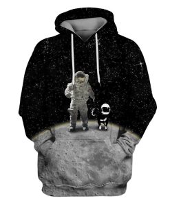 Astronaut walks on the moon's surface Custom T-shirt - Hoodies Apparel HD-GH110422 3D Custom Fleece Hoodies Hoodie S