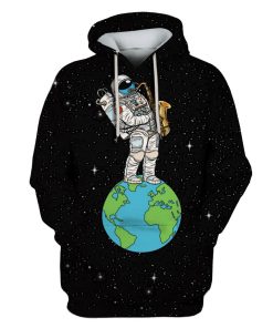 Astronaut with earth in the space Custom T-shirt - Hoodies Apparel HD-GH110477 3D Custom Fleece Hoodies Hoodie S