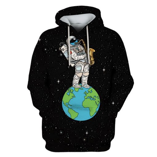 Astronaut with earth in the space Custom T-shirt - Hoodies Apparel HD-GH110477 3D Custom Fleece Hoodies Hoodie S
