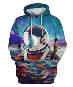 Astronaut with fishes Custom T-shirt - Hoodies Apparel HD-GH110551 3D Custom Fleece Hoodies Hoodie S 
