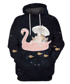 Astronaut with flamingo boat Custom T-shirt - Hoodies Apparel GH110412 3D Custom Fleece Hoodies Hoodie S