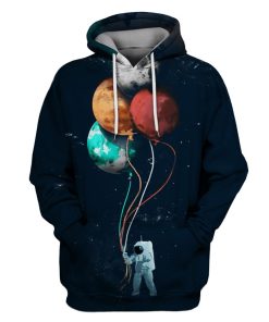 Astronaut with four planets in the space Custom T-shirt - Hoodies Apparel HD-GH110374 3D Custom Fleece Hoodies Hoodie S