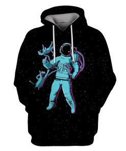 Astronaut with pets in space Custom T-shirt - Hoodies Apparel GH110339 3D Custom Fleece Hoodies Hoodie S 
