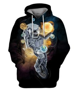 Astronaut with planets in the space Custom T-shirt - Hoodies Apparel GH110279 3D Custom Fleece Hoodies Hoodie S