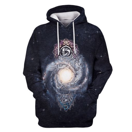 Astronaut with the planet in the galaxy background Custom T-shirt - Hoodies Apparel GH110366 3D Custom Fleece Hoodies Hoodie S