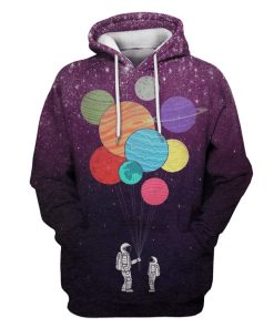 Astronauts with planets in the space Custom T-shirt - Hoodies Apparel GH110378 3D Custom Fleece Hoodies Hoodie S 