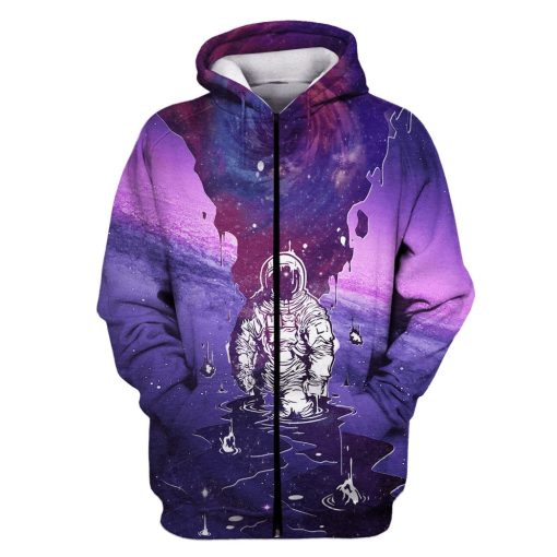 Astronut with universal black hole Custom T-shirt - Hoodies Apparel HD-GH110344 3D Custom Fleece Hoodies Zip Hoodie S