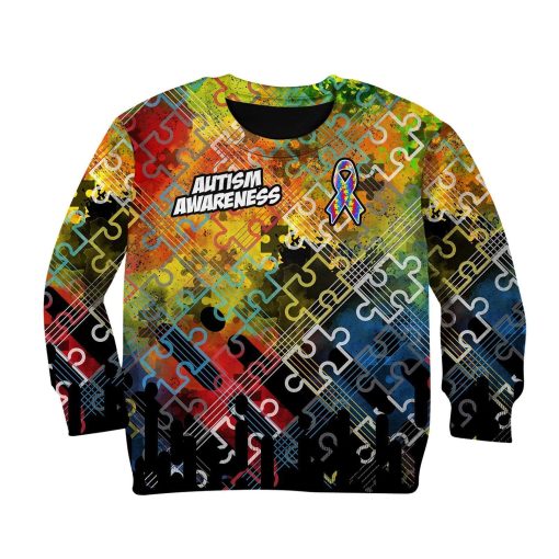 AUTISM AWARENESS Custom Hoodies T-shirt Apparel HD-GH1106180K kid 3D apparel Kid Sweatshirt S/6-8