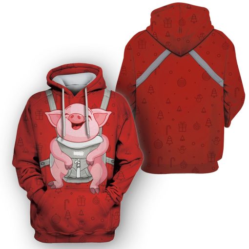 Baby Pig On Christmas Custom T-shirt - Hoodies Apparel HD-PET110213 3D Custom Fleece Hoodies