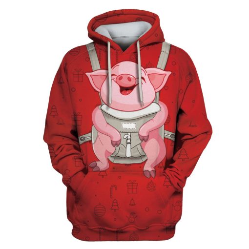 Baby Pig On Christmas Custom T-shirt - Hoodies Apparel HD-PET110213 3D Custom Fleece Hoodies Hoodie M