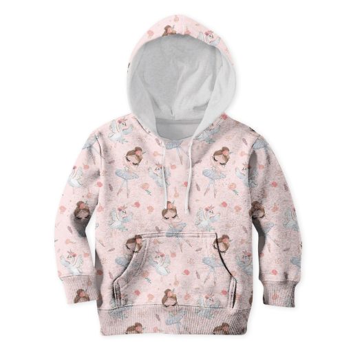 Ballet Dancer And White Swan Custom Hoodies T-shirt Apparel HD-PET110315K kid 3D apparel Kid Hoodie S/6-8