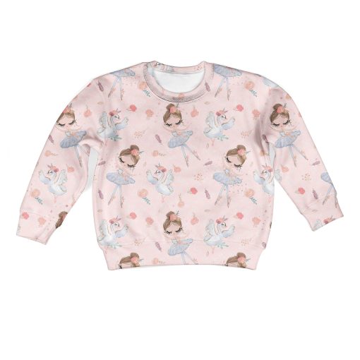 Ballet Dancer And White Swan Custom Hoodies T-shirt Apparel HD-PET110315K kid 3D apparel Kid Sweatshirt S/6-8