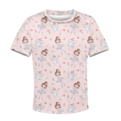 Ballet Dancer And White Swan Custom Hoodies T-shirt Apparel HD-PET110315K kid 3D apparel Kid T-Shirt XS