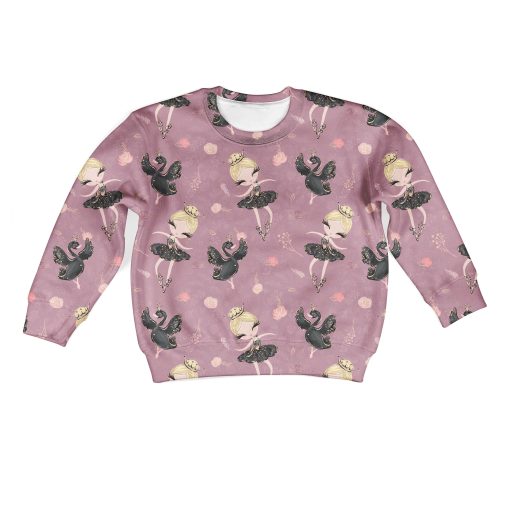 Ballet Dancer And White Swan Custom Hoodies T-shirt Apparel HD-PET110317K kid 3D apparel Kid Sweatshirt S/6-8