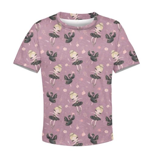 Ballet Dancer And White Swan Custom Hoodies T-shirt Apparel HD-PET110317K kid 3D apparel Kid T-Shirt XS