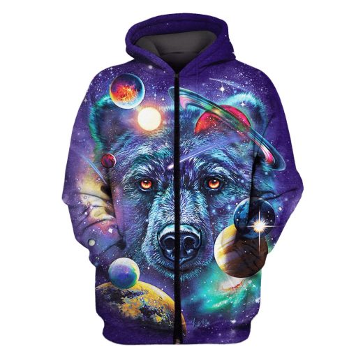 Bear and Universe Custom T-shirt - Hoodies Apparel GH110402 3D Custom Fleece Hoodies Zip Hoodie S