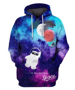 Bear Astronaut with planet balloon OuterSpace Custom T-shirt - Hoodies Apparel GH110385 3D Custom Fleece Hoodies Hoodie S 