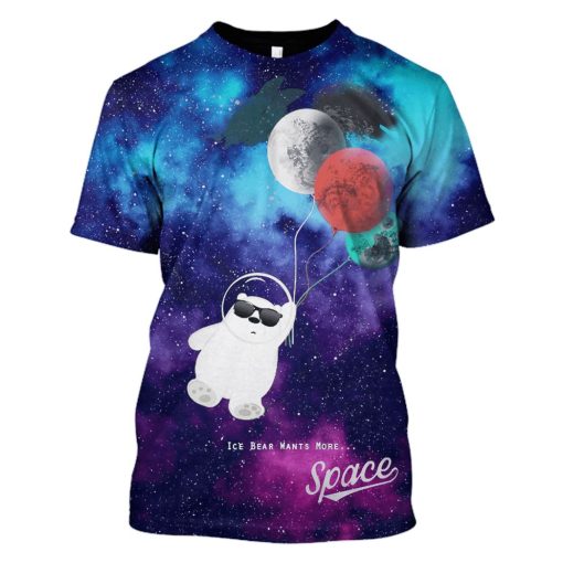 Bear Astronaut with planet balloon OuterSpace Custom T-shirt - Hoodies Apparel GH110385 3D Custom Fleece Hoodies T-Shirt S