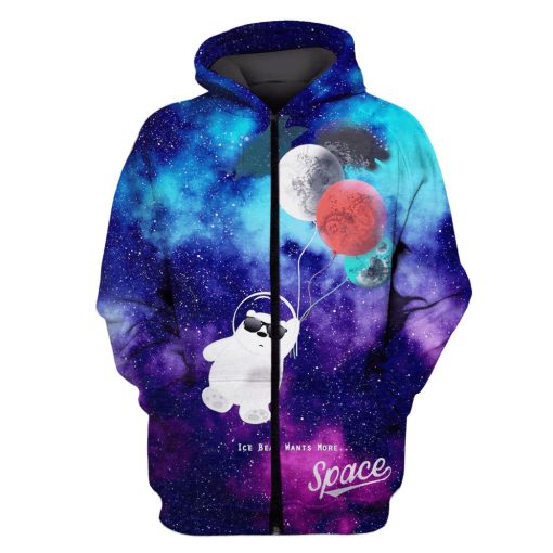 Bear Astronaut with planet balloon OuterSpace Custom T-shirt - Hoodies Apparel GH110385 3D Custom Fleece Hoodies Zip Hoodie S