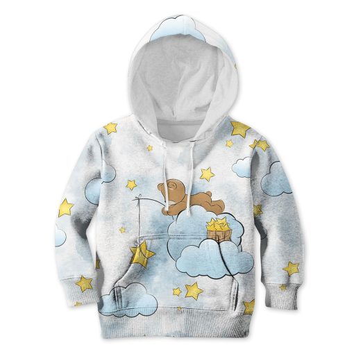 Bear Fishing Stars From The Sky Custom Hoodies T-shirt Apparel HD-PET110371K kid 3D apparel Kid Hoodie S/6-8