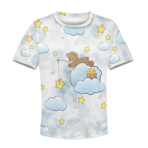 Bear Fishing Stars From The Sky Custom Hoodies T-shirt Apparel HD-PET110371K kid 3D apparel Kid T-Shirt XS
