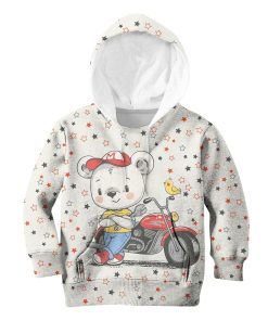 Bear Motorcycle Rider Custom Hoodies T-shirt Apparel HD-PET110274K kid 3D apparel Kid Hoodie S/6-8 