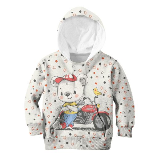 Bear Motorcycle Rider Custom Hoodies T-shirt Apparel HD-PET110274K kid 3D apparel Kid Hoodie S/6-8