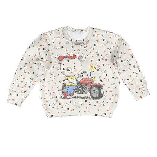 Bear Motorcycle Rider Custom Hoodies T-shirt Apparel HD-PET110274K kid 3D apparel Kid Sweatshirt S/6-8
