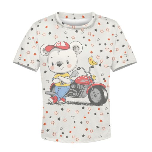 Bear Motorcycle Rider Custom Hoodies T-shirt Apparel HD-PET110274K kid 3D apparel Kid T-Shirt XS