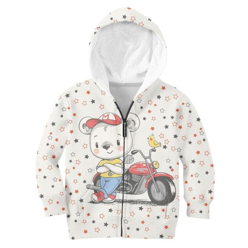 Bear Motorcycle Rider Custom Hoodies T-shirt Apparel HD-PET110274K kid 3D apparel Kid Zip Hoodie S/6-8