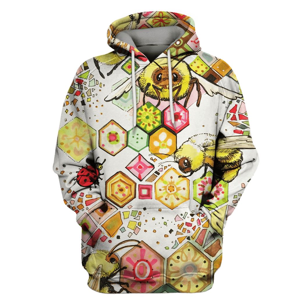 Gearhumans Beautiful Bees Custom T-shirt - Hoodies Apparel 1 Beautiful Bees Custom T-shirt - Hoodies Apparel HD-PET110224 3D Custom Fleece Hoodies Hoodie S
