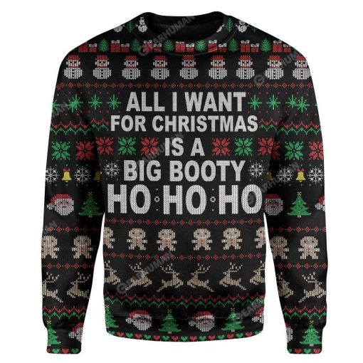 Big Booty Hoe Ho Ho Ho Custom Sweater Apparel HD-QM28111918 Ugly Christmas Sweater Long Sleeve S