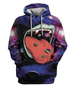 Big Mouth Monster Eating Planets Outspace Custom T-shirt - Hoodies Apparel HD-GH110450 3D Custom Fleece Hoodies Hoodie S 