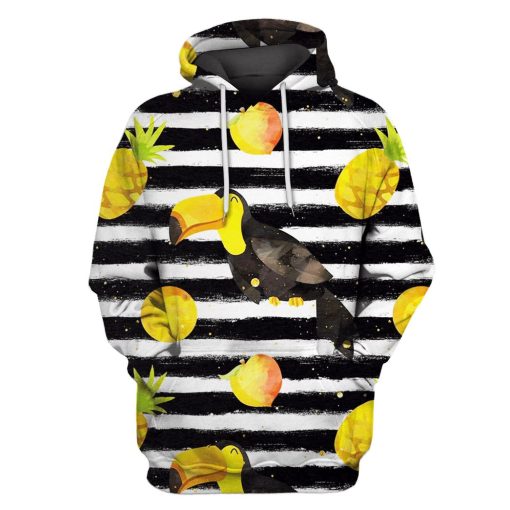 Bird with lemons and pineapple Custom T-shirt - Hoodies Apparel HD-PET110223 3D Custom Fleece Hoodies Hoodie S