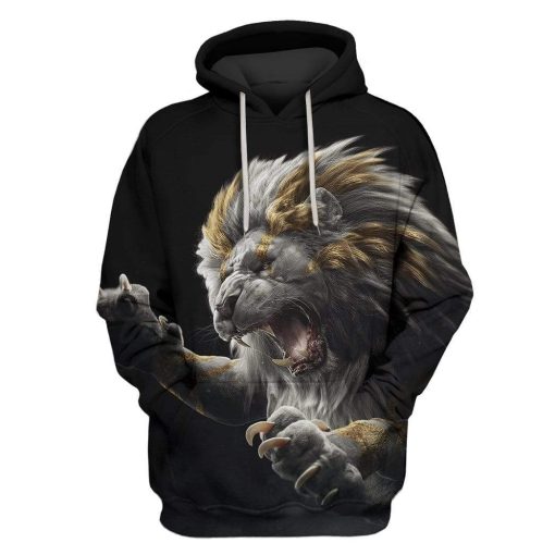Black and gold lion Custom T-shirt - Hoodies Apparel HD-PET110461 3D Custom Fleece Hoodies Hoodie S