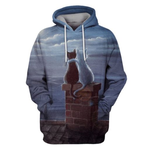black Cat And white cat Hoodies- T-Shirts Apparel PET110193 3D Custom Fleece Hoodies Hoodie S