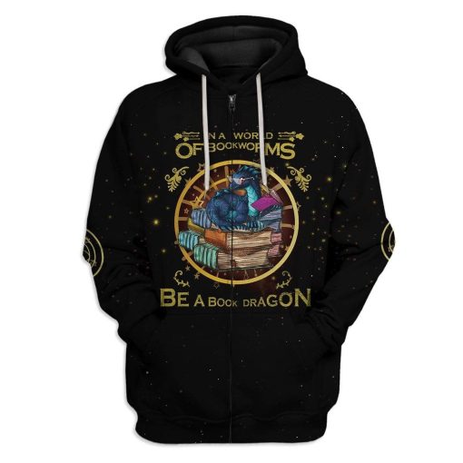 Book Dragon Custom T-Shirts Hoodies Apparel AN-DT0301202 3D Custom Fleece Hoodies Zip Hoodie S