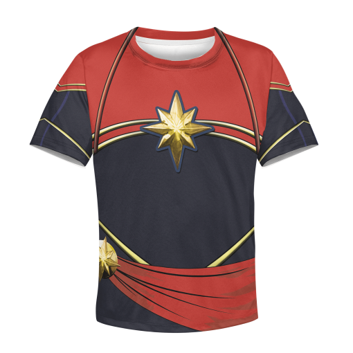 Captain Marvel Custom Hoodies T-shirt Apparel HD-MV110738K kid 3D apparel Kid T-Shirt XS