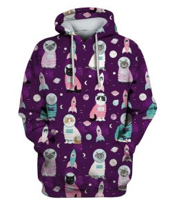 Cat Astronaut Into Space Custom T-shirt - Hoodies Apparel HD-GH110462 3D Custom Fleece Hoodies 