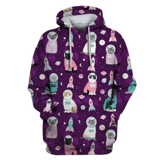 Cat Astronaut Into Space Custom T-shirt - Hoodies Apparel HD-GH110462 3D Custom Fleece Hoodies