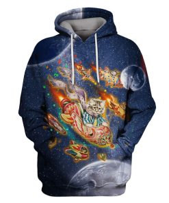 Cat Flying into space T-Shirts - Zip Hoodies Apparel GH110184 3D Custom Fleece Hoodies Hoodie S 