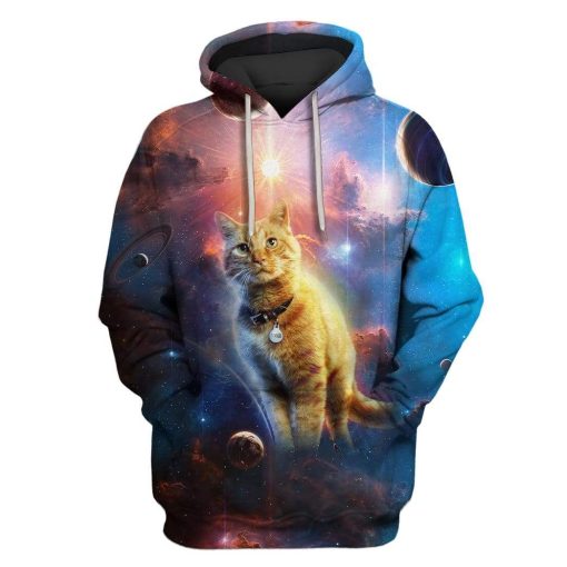 Cat in space Custom T-shirt - Hoodies Apparel HD-GH20042 3D Custom Fleece Hoodies Hoodie S