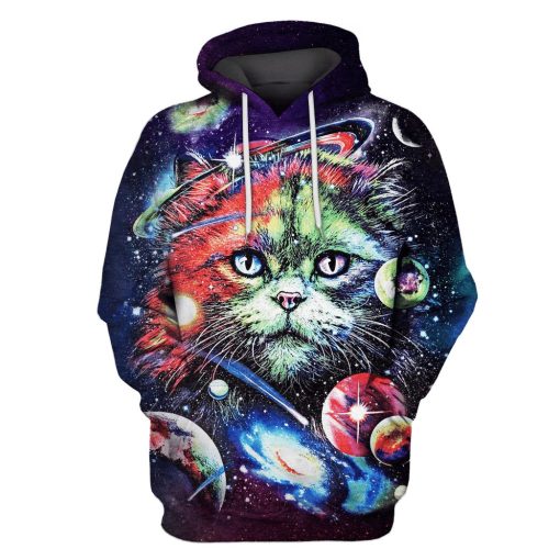 Gearhumans Cat in the space with planet Custom T-shirt - Hoodies Apparel 4 Cat in the space with planet Custom T-shirt - Hoodies Apparel GH110381 3D Custom Fleece Hoodies Hoodie S