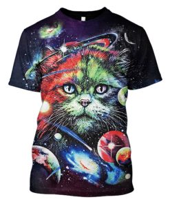 Cat in the space with planet Custom T-shirt - Hoodies Apparel GH110381 3D Custom Fleece Hoodies T-Shirt S 