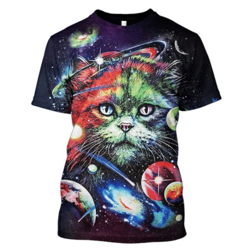 Gearhumans Cat in the space with planet Custom T-shirt - Hoodies Apparel 1 Cat in the space with planet Custom T-shirt - Hoodies Apparel GH110381 3D Custom Fleece Hoodies T-Shirt S