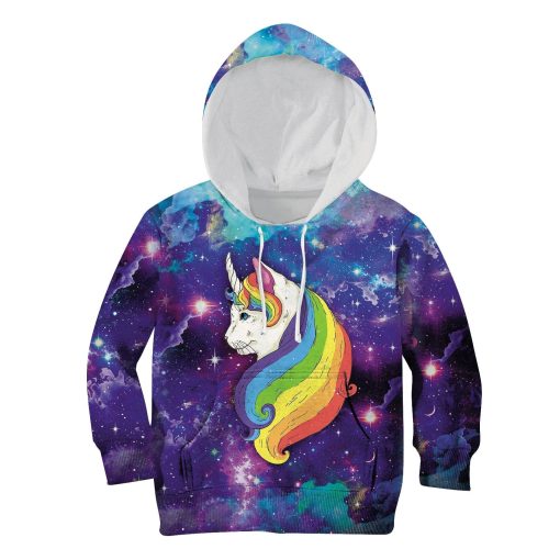 Cat Unicorn In Galaxy Custom Hoodies T-shirt Apparel HD-UNI110134K kid 3D apparel Kid Hoodie S/6-8